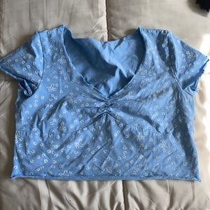 Light blue flower pattern crop top